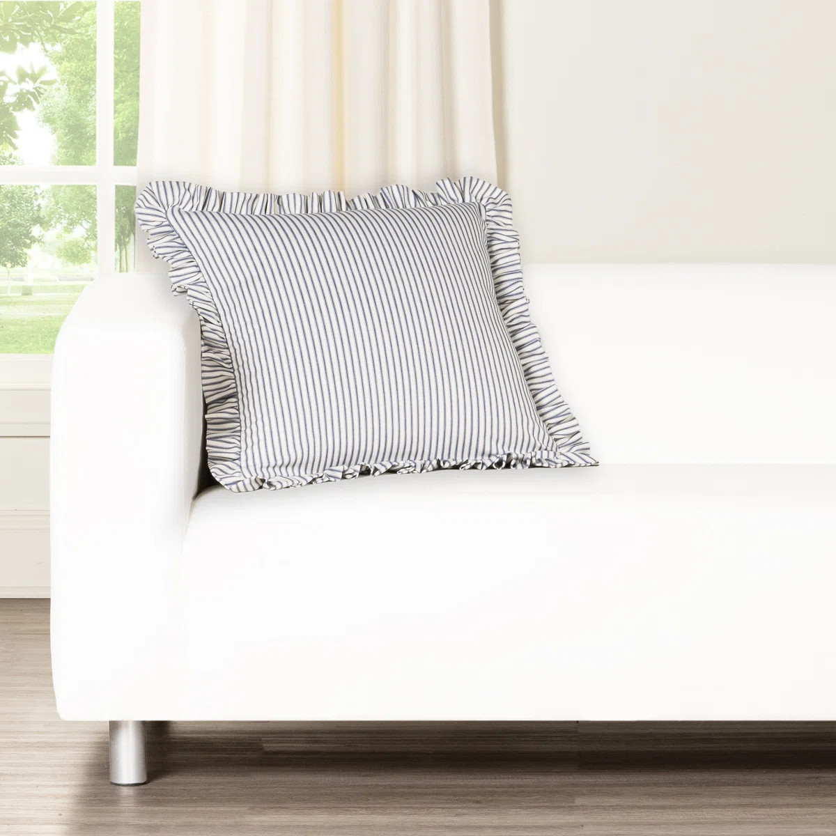 Birch Lane Ticking Stripe Ruffled Accent Pillow | Wayfair North America