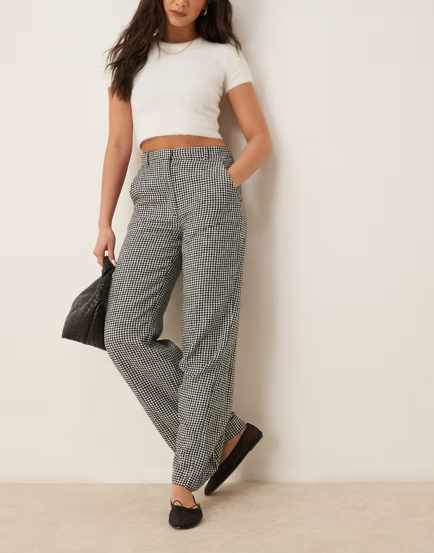 Abercrombie & Fitch classic high rise pants in black gingham | ASOS (Global)