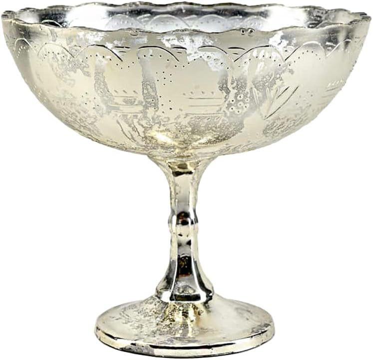 Serene Spaces Living Alexandria Silver Glass Urn Vase, Flower Arrangement, Decorative Vintage Ped... | Amazon (US)