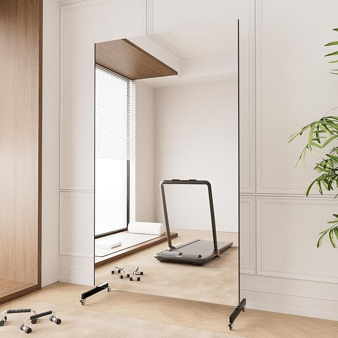 brisafe Home Gym Mirror 360° Swivel on Wheels, 79" X 47" Extra Large Full Body Rolling Mirror fo... | Amazon (US)
