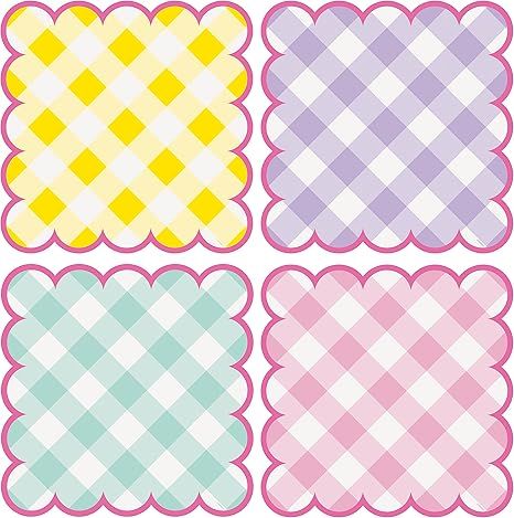Pastel Gingham Scalloped Placemats (Pack of 8) - Charming & Disposable Mats, Perfect Table Decor ... | Amazon (US)