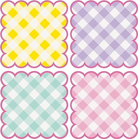 Pastel Gingham Scalloped Placemats (Pack of 8) - Charming & Disposable Mats, Perfect Table Decor ... | Amazon (US)