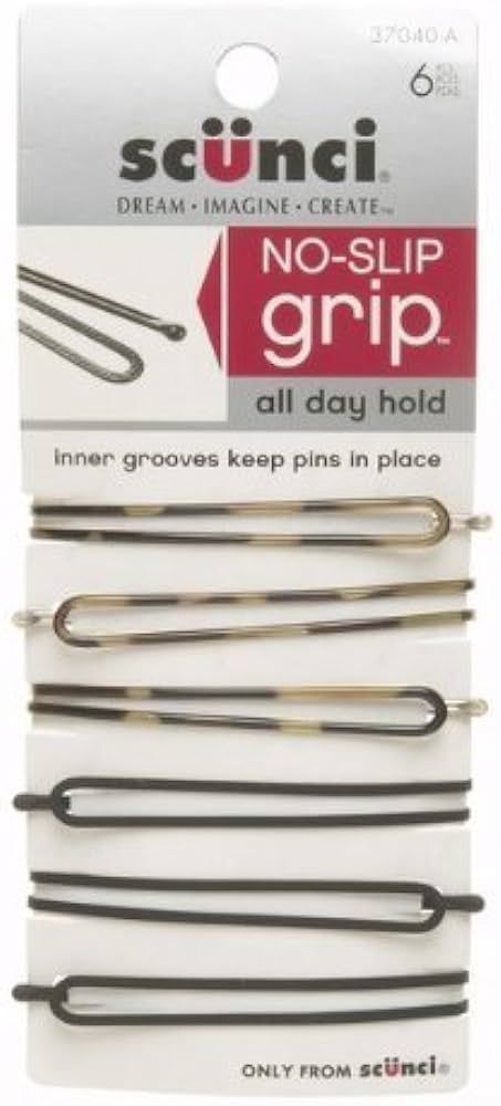 Scunci 6 Piece 3704003a048 No-Slip Grip Oval Bobby Pins Assorted Colors, 0.8 Ounce | Amazon (US)
