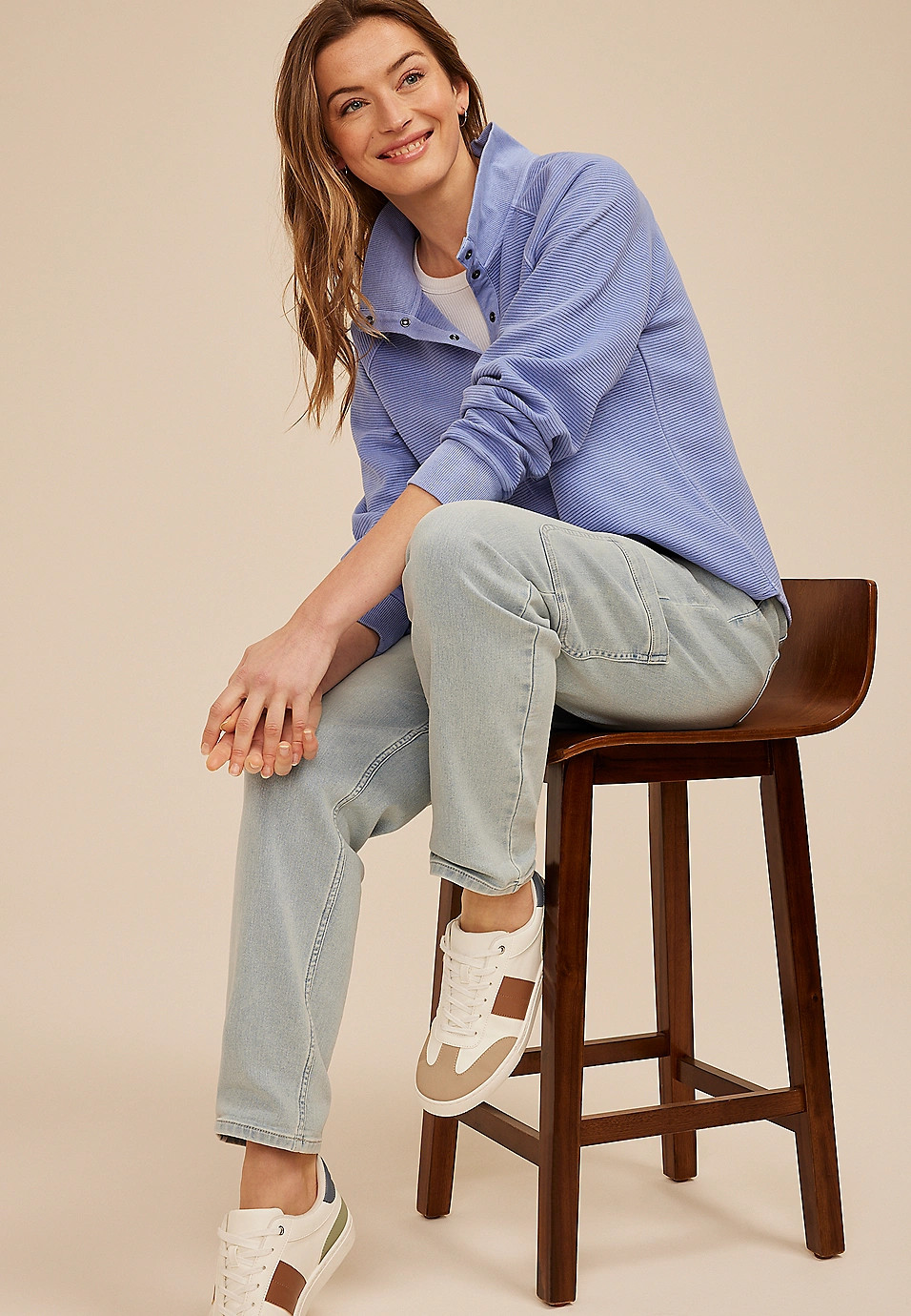 Ottoman Snap Button Sweatshirt | Maurices