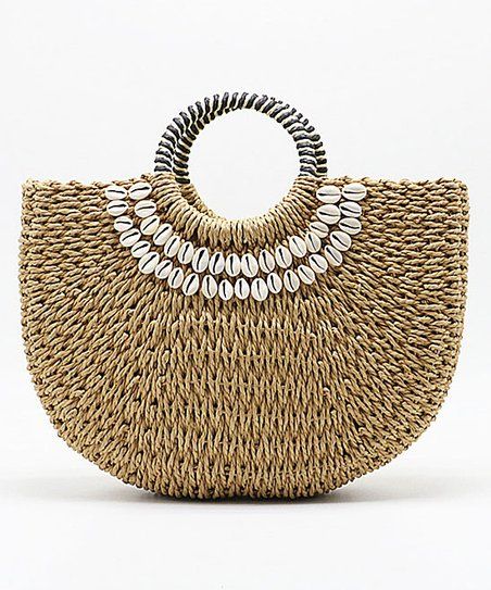 Ivory Shell-Accent Straw Woven Tote | Zulily