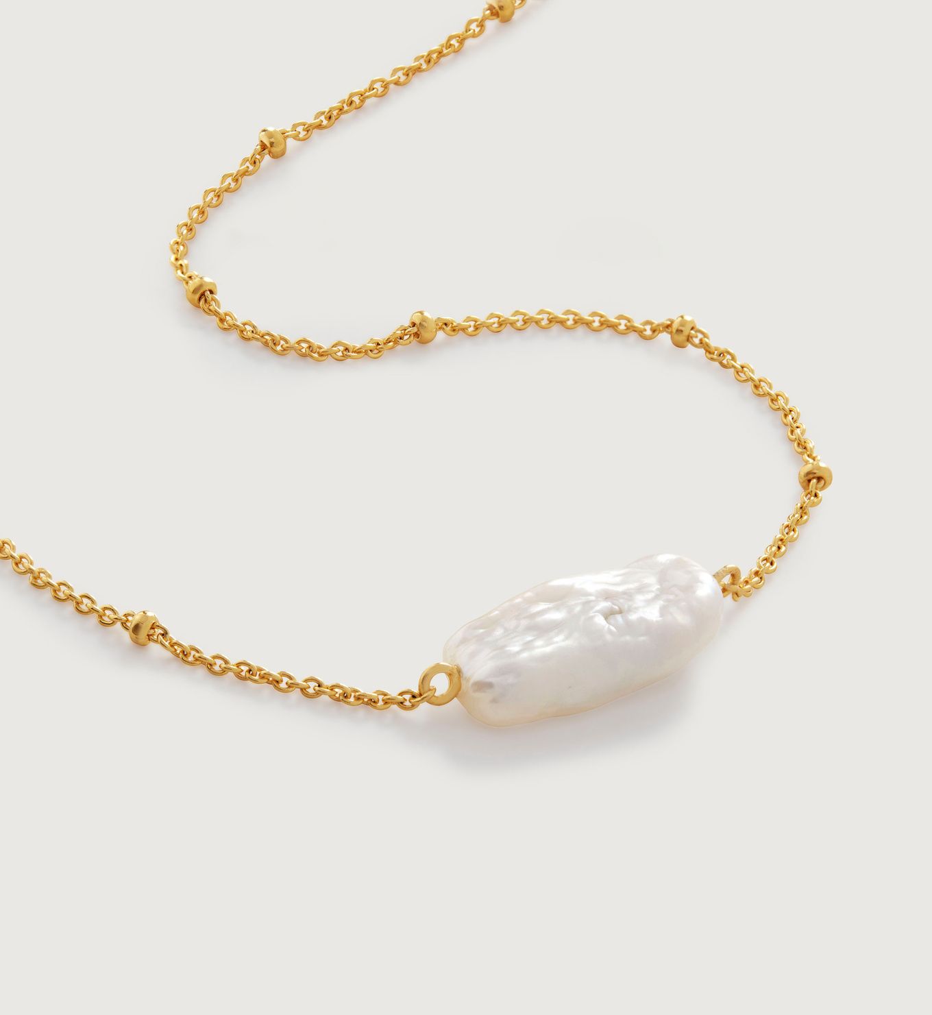 Nura Biwa Pearl Beaded Chain Necklace Adjustable 41-46cm/16-18' | Monica Vinader (Global)