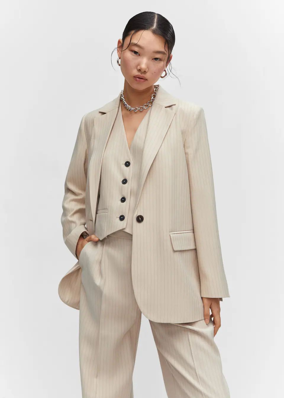 Pinstripe suit blazer | MANGO (US)