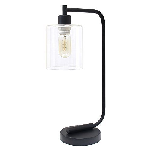 Simple Designs LD1036-BLK, Black Bronson Antique Style Industrial Iron Lantern Glass Shade Desk Lamp | Amazon (US)