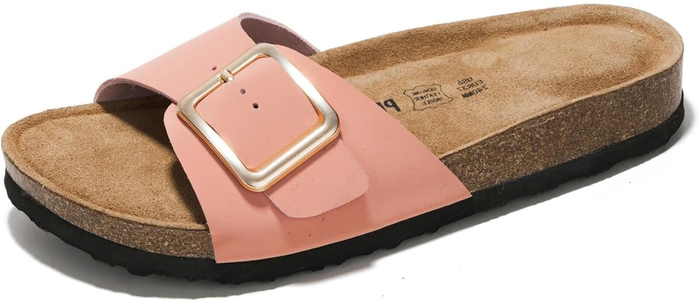 100% Genuine Leather Sandals Women Dressy Summer Beach Essentials - Flip Flops & Slides for Women... | Amazon (US)