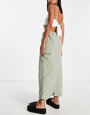 Emory Park longline cargo skirt with toggles in khaki | ASOS (Global)