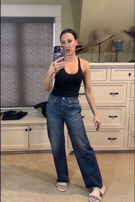 Ok you guys- seriously loving these sweatpants jeans situation.  I had to buy another pair! They’re so comfortable and look so cute on. Paired with a lululemon tank top & golden goose sandals. Wearing size 25 in jeans, size 4 in tank top and size 7.5 in sandals. 

#LTKover40 #LTKstyletip #LTKActive