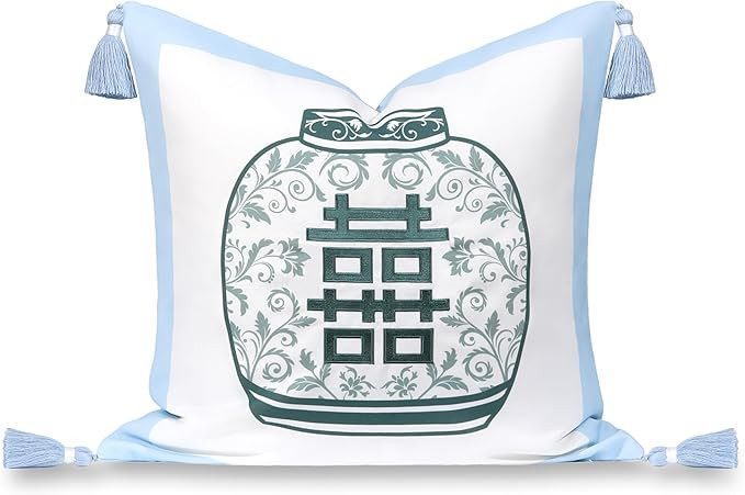 Hofdeco Premium Coastal Grandmillennial Patio Indoor Outdoor Throw Pillow Cover Only, 20"x20" Wat... | Amazon (US)