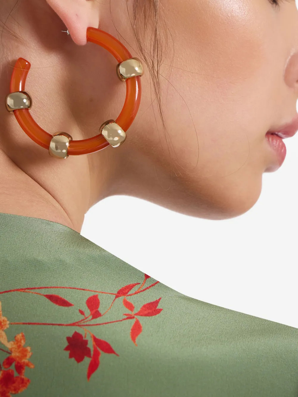 La DoubleJ Studded Hoop Earrings | Gold | FARFETCH | Farfetch Global