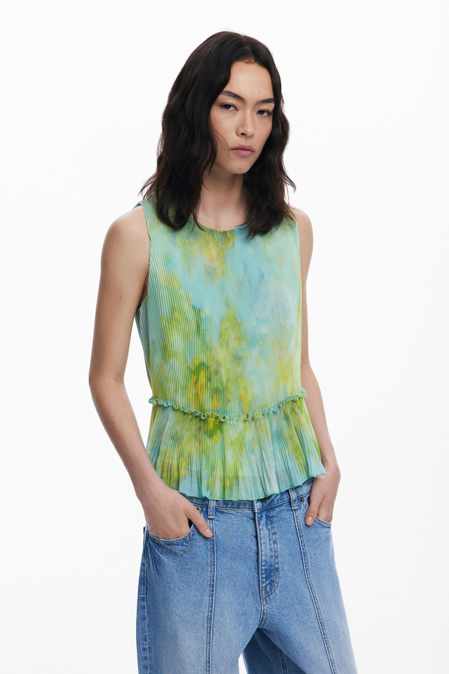 Ruffled pleated blouse | Desigual USA,CA