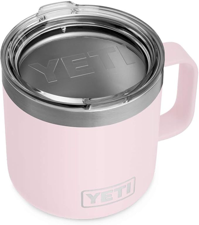 YETI Rambler 14 oz Mug, Stainless Steel, Vacuum Insulated with Standard Lid, Ice Pink | Amazon (US)