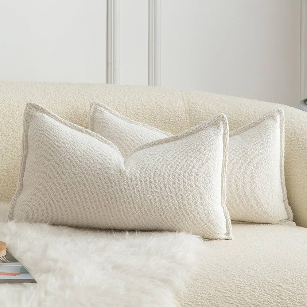 MANDIOO Paquete de 2 fundas de almohada decorativas de tejido sólido con textura, fundas de almo... | Amazon (US)