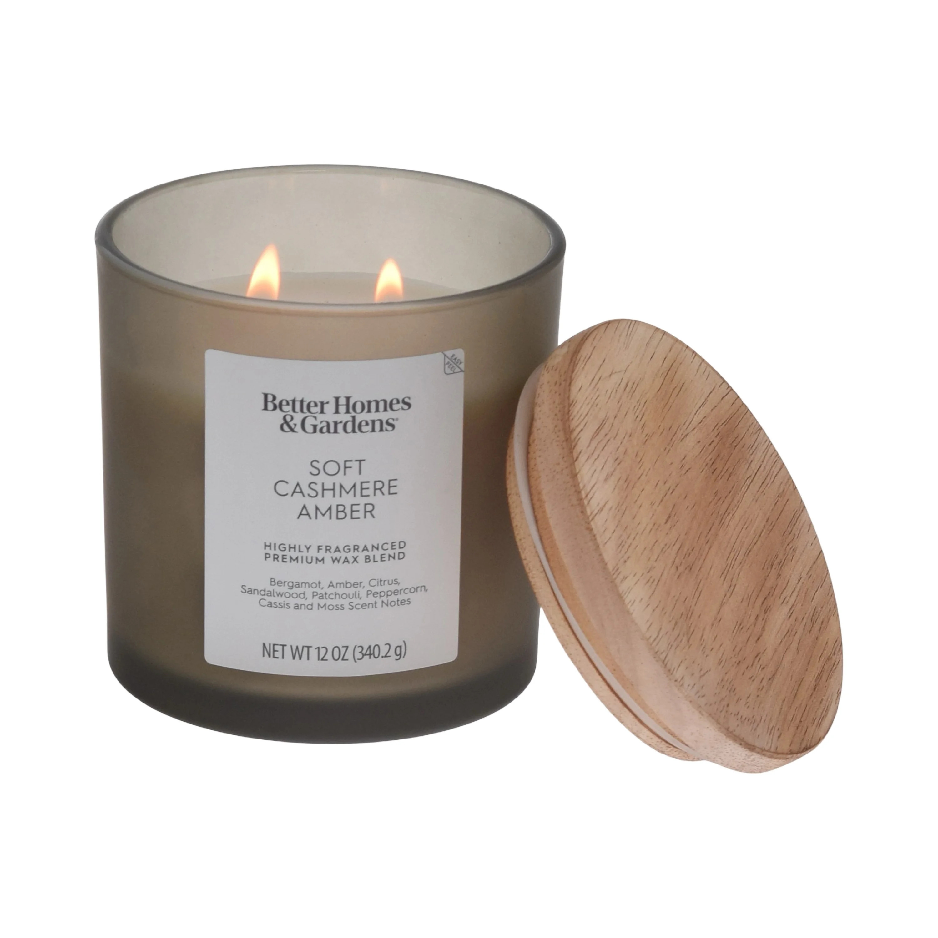 Better Homes and Gardens Soft Cashmere Amber Scented 2-Wick Frosted Jar Candle 12oz. | Walmart (US)