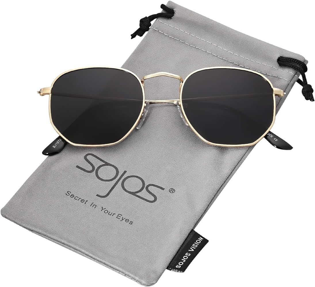 Amazon.com: SOJOS Small Square Polarized Sunglasses for Men and Women Polygon Mirrored Lens SJ107... | Amazon (US)