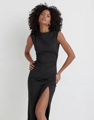 4th & Reckless sleeveless thigh split maxi dress in black | ASOS (Global)