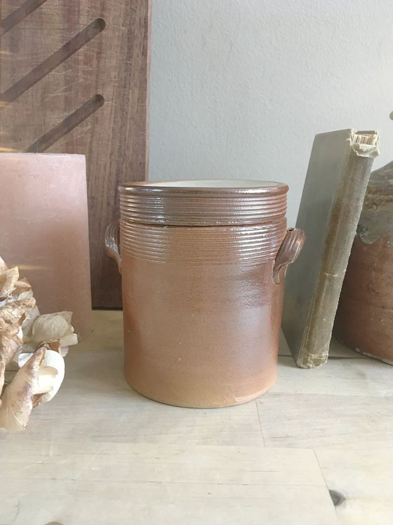 Antique French Grès Stoneware Brown Small Storage Salt Pot - Etsy | Etsy (US)