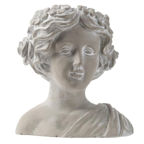 Whitewashed Gray Concrete Classic Greek Woman Head Planter 10 Inches High | Amazon (US)