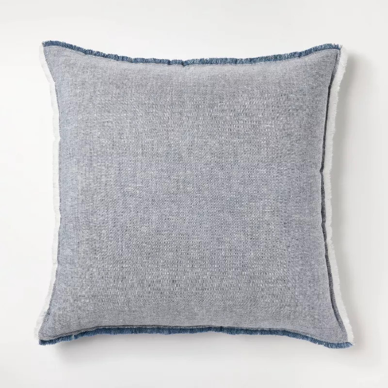 Oversized Reversible Linen Square Throw Pillow with Frayed Edges - Threshold™ designed with Stu... | Target
