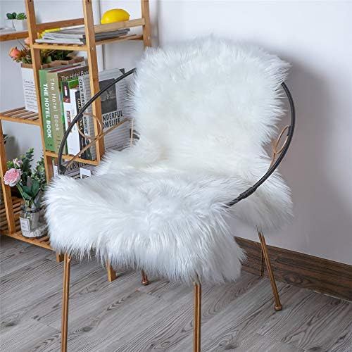 HLZHOU Soft Faux Sheepskin Fur Rug Fluffy Fur Chair Cover Seat Pad Non-Slip Area Rug for Bedroom ... | Amazon (US)