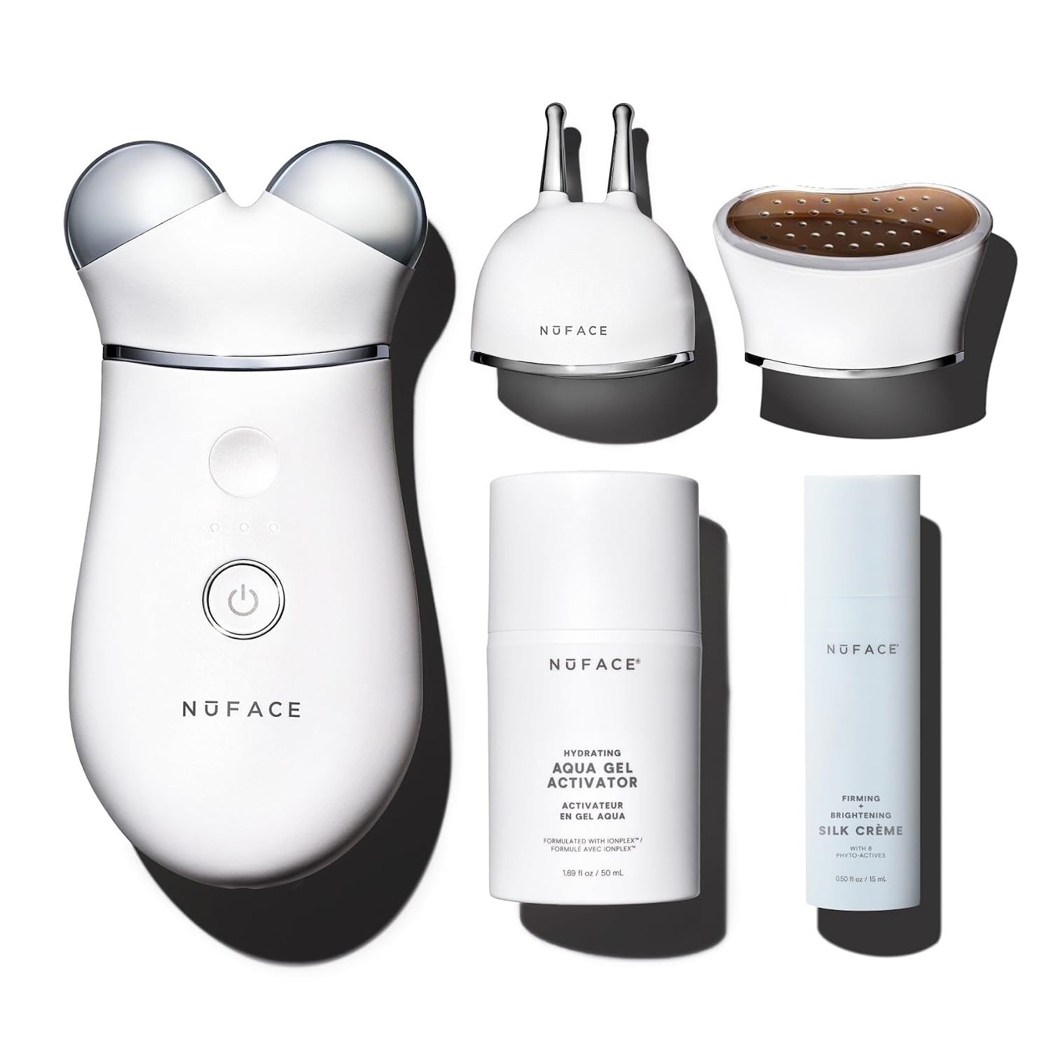NuFACE TRINITY+ FDA Cleared Microcurrent Facial Device, Wrinkle Reducer + Effective Lip & Eye Attachment - Face Toning Device for Targeted Treatment + Microcurrent Gel Activator, Silk Crème & Brush | Amazon (US)