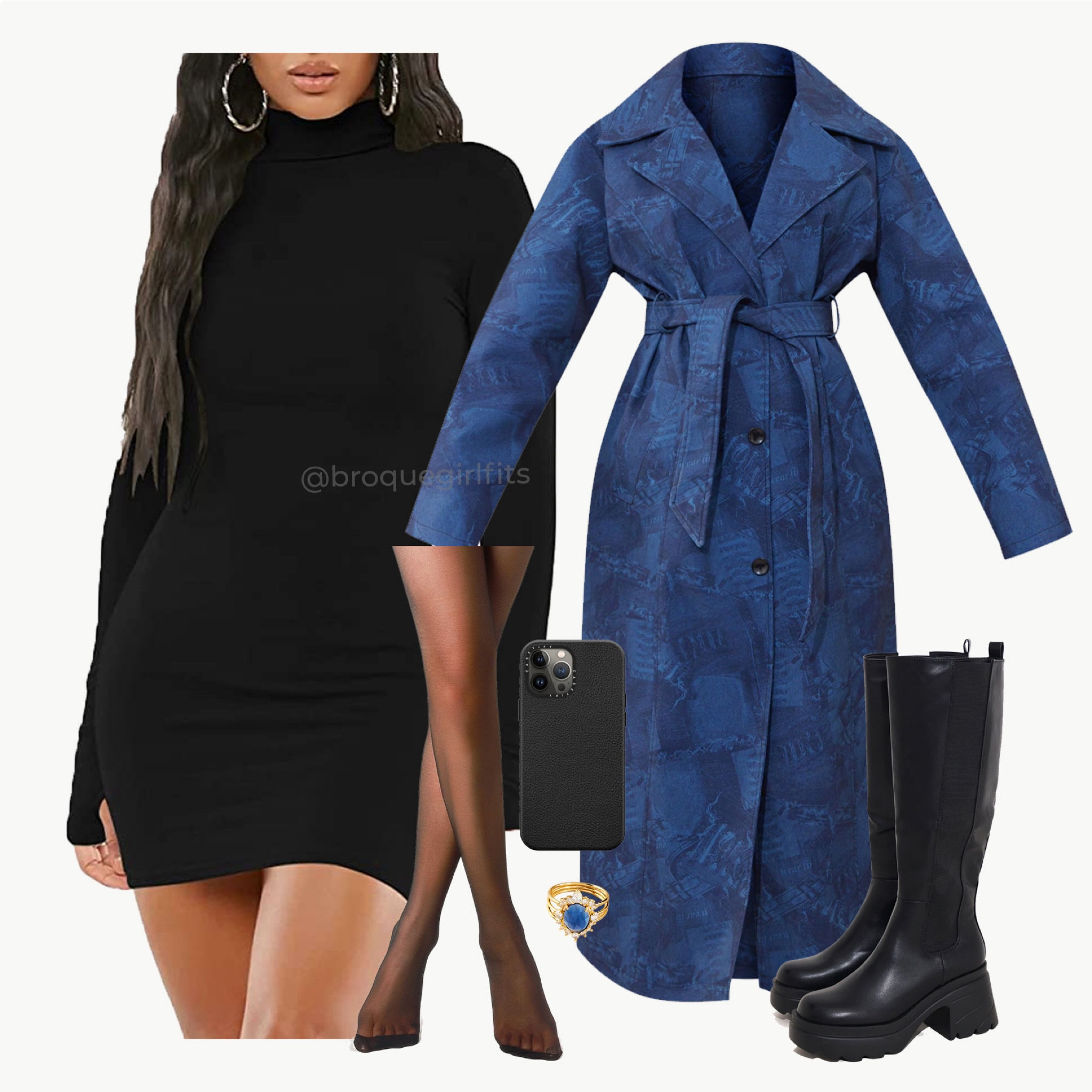 Pop of blue fall fit thanksgiving dinner outfit blue trench coat black bodycon dress knee high boots

#LTKSeasonal #LTKstyletip #LTKHoliday