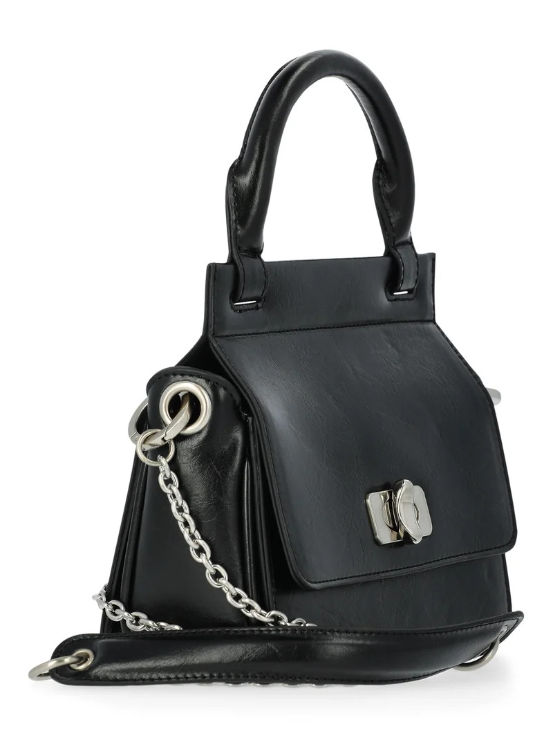 Scoop Women's Faux Leather Top Handle Mini Bag with Crossbody Strap, Black | Walmart (US)
