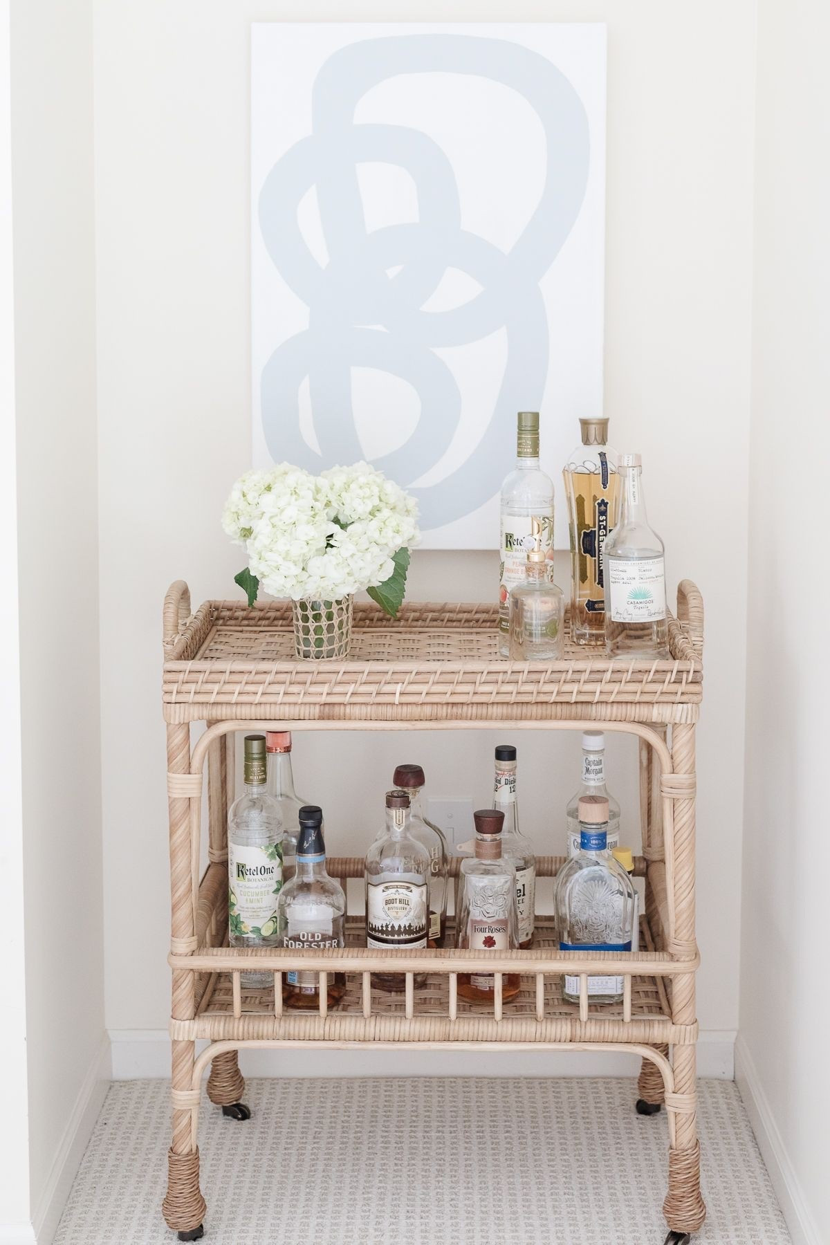 We love this little bar cart for serving drinks in our living room, and it’s wonderful for serving on the patio and deck, too! 