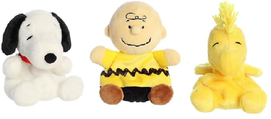 Aurora Peanuts Palm Pal Plush 3 Piece Bundle, Charlie Brown, Woodstock and Snoopy 5 inches | Amazon (US)
