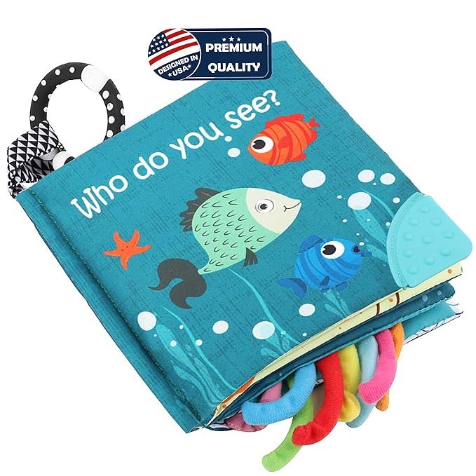 Fish Soft Cloth Book, Crinkle Baby Books Toys Shark Tails Soft Activity Early Education Toy for B... | Amazon (US)