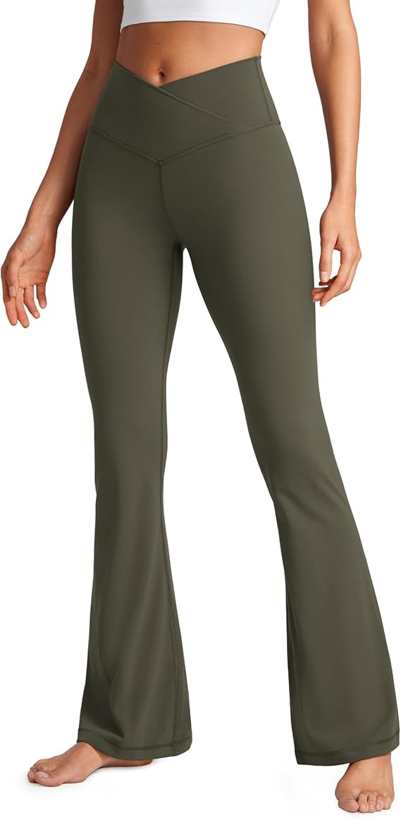 CRZ YOGA High Waist Crossover Flare Leggings for Women 31" - Bootcut Bell Bottoms V Cross Yoga Pa... | Amazon (US)