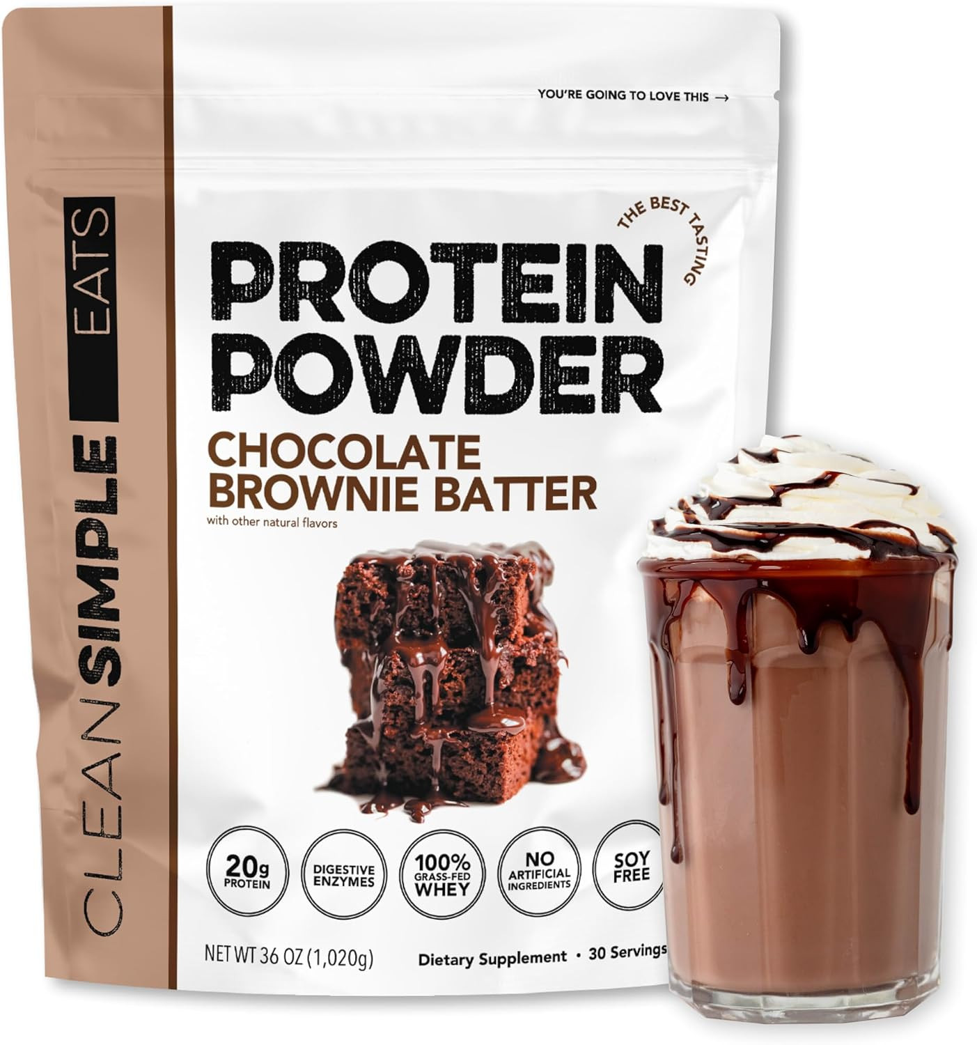 Clean Simple Eats Whey Isolate Protein Powder, Brownie Batter, Naturally Sweetened, Zero Added Su... | Amazon (US)