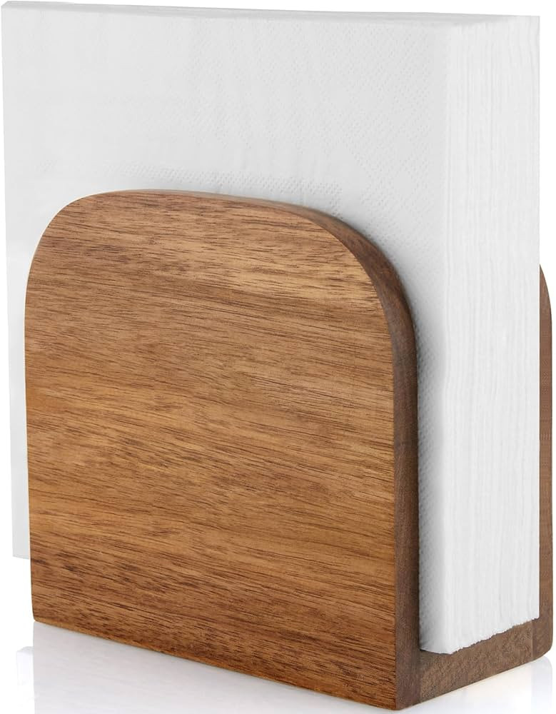 ALELION Acacia Wood Napkin Holder for Table, Wooden Upright Napkin Holders for Kitchen, Standing ... | Amazon (US)