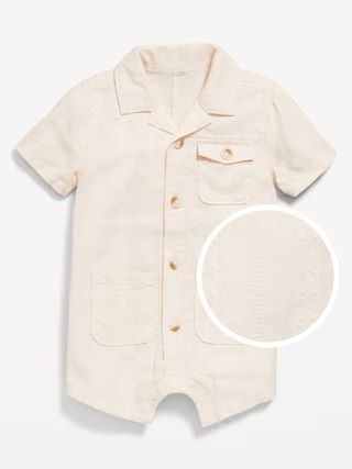 Textured Dobby Utility Pocket Romper for Baby | Old Navy (US)