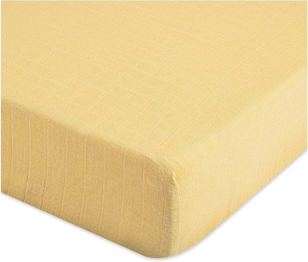 Crane Baby Soft Cotton Fitted Sheet for Cribs and Toddler Beds, Ochre Yellow, 28”w x 52”h x 9... | Amazon (US)