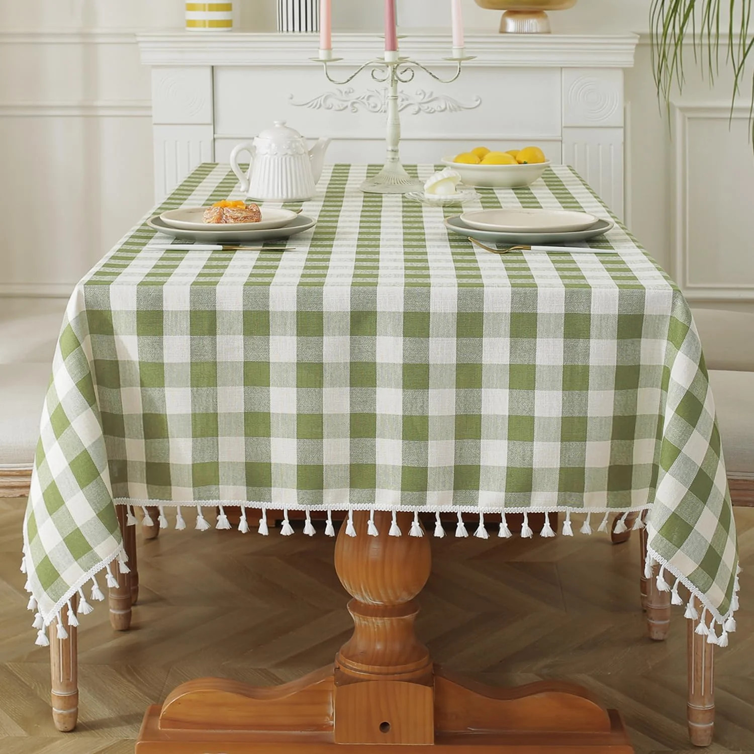 Checkered Tablecloth Rectangle Washable Heavy Duty Buffalo Plaid Table Cloth with Tassel Cotton L... | Walmart (US)