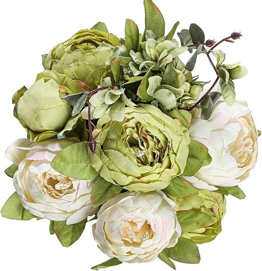 Floralsecret Artificial Silk Peony Flowers Bouquet Vintage Fake Flower Home Wedding Decor(New Gre... | Amazon (US)