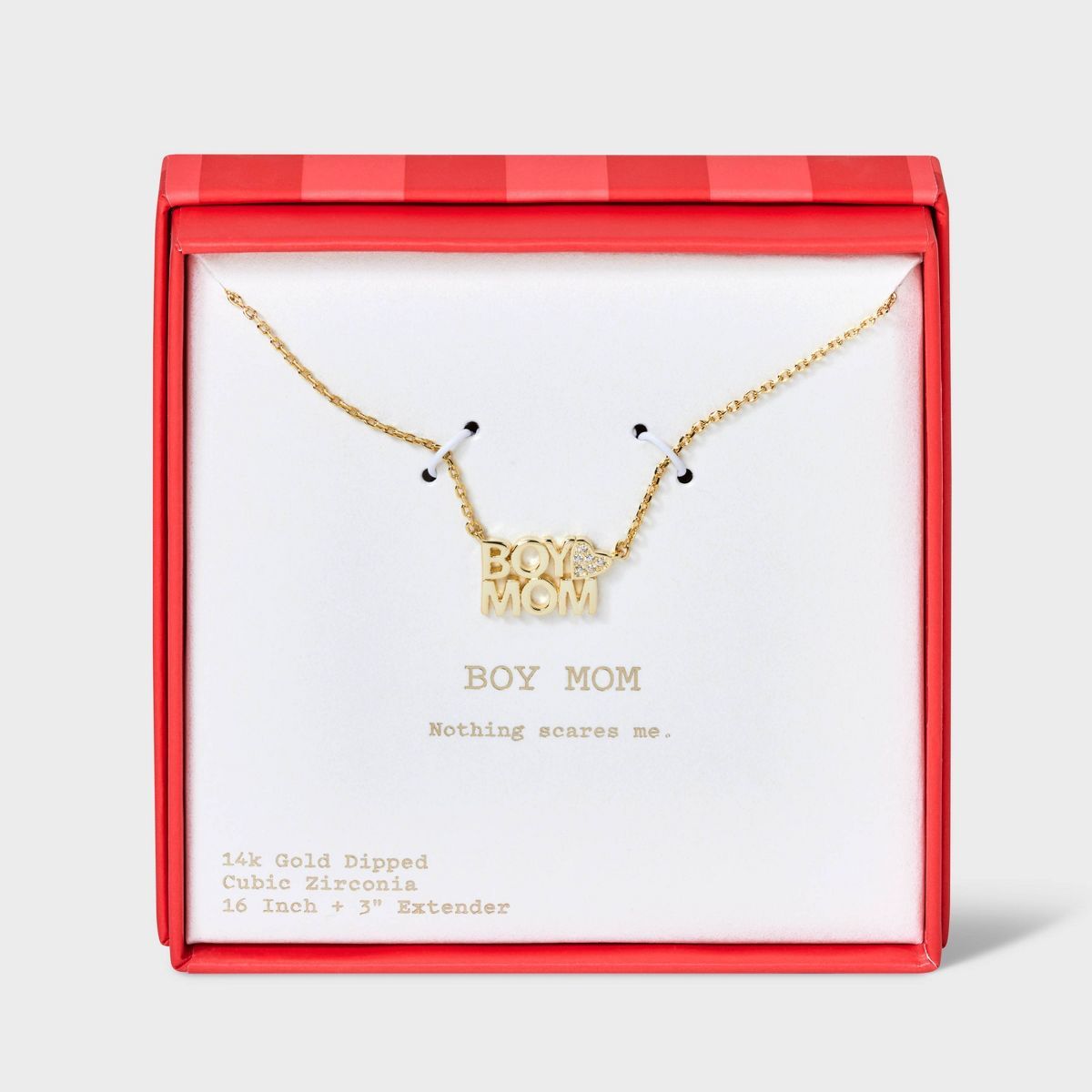 14k Gold Dipped "Boy Mom" Cubic Zirconia Heart Pendant Necklace - A New Day™ Gold | Target