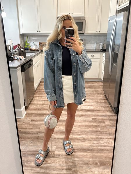Baseball purse is from live love gameday. Skort is new from Zara and shoes are old from Zara. Wearing a size medium in bodysuit, XS in jacket (I’m 5’1) and a medium in the Zara denim skort

#LTKSpringSale #LTKitbag #LTKfindsunder50
