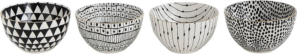 Creative Co-Op White & Black Varying (Set of 4 Designs) Bowls, L x W x H, Multi | Amazon (US)