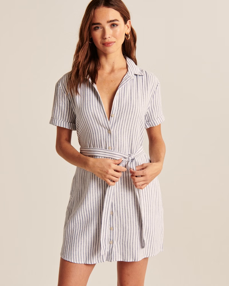 Linen-Blend Shirt Dress | Abercrombie & Fitch (US)
