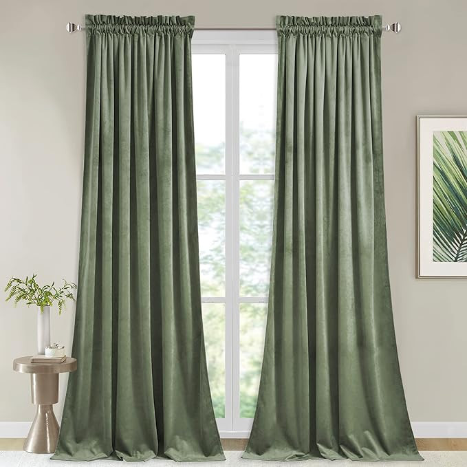 StangH Sage Green Velvet Curtains 94 inches Long Modern Room Darkening Privacy Drapes for Girls B... | Amazon (US)