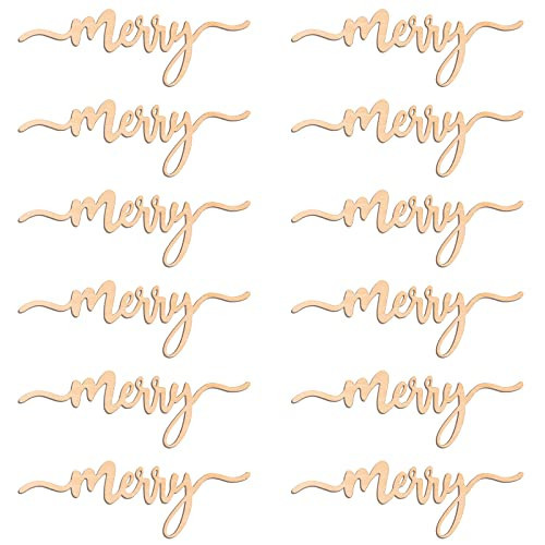 PARBEE 12PCS Christmas Place Cards Merry Wood Signs Winter Dining Table Plate Ornament Farmhouse Home Table Setting Decor - Merry | Amazon (US)