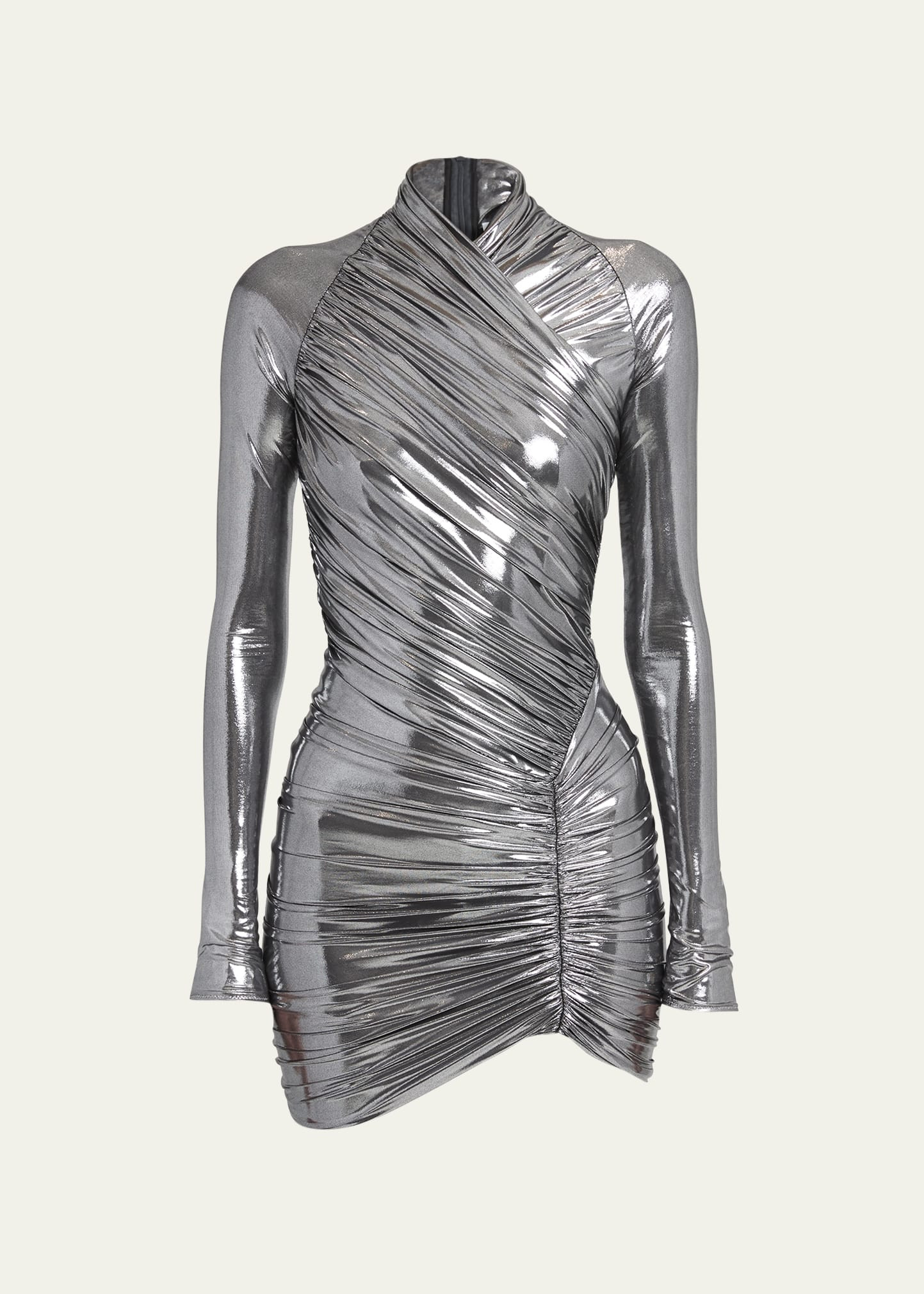 Ferragamo Metallic Ruched Mini Dress | Bergdorf Goodman