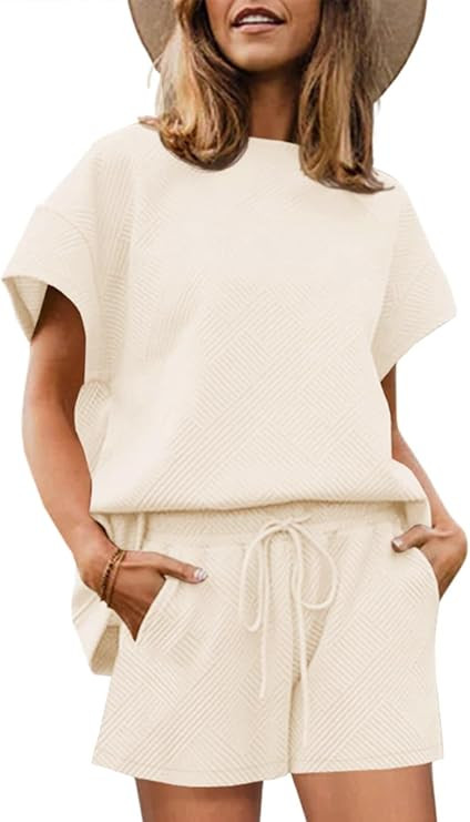 UNCLECAT Womens 2 Piece Lounge Sets Short Sleeve Tops and Shorts Travel Outfits Pajama Set with P... | Amazon (US)