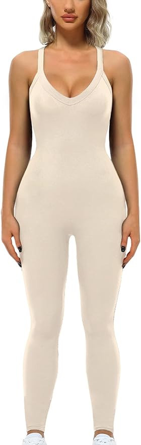 VUTRU Women's Sexy Sleeveless Bodycon V Neck Tank Long Rompers One Piece Crisscross Back Jumpsuit... | Amazon (US)