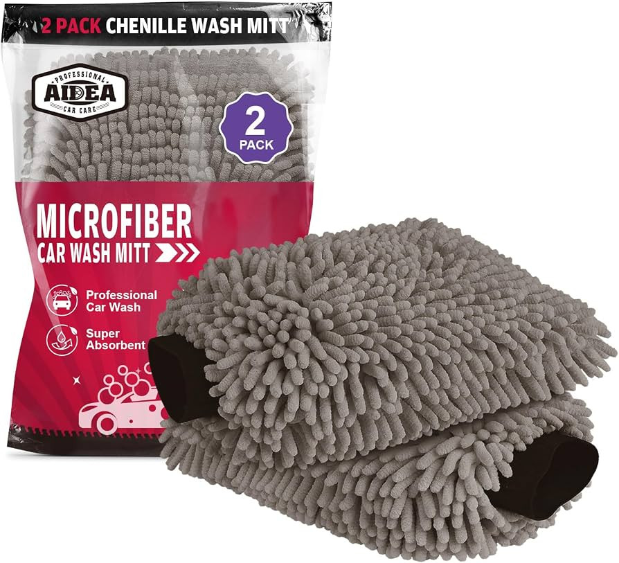 AIDEA Car Wash Mitt Microfiber-2Pack, Scratch-Free& Lint-Free, Premium Chenille Microfiber Wash M... | Amazon (US)